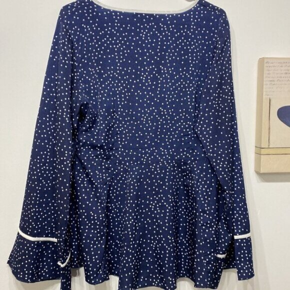 Suzanne Betro Tunic Polka Dot V Neck Long Sleeve Large - Picture 6 of 9